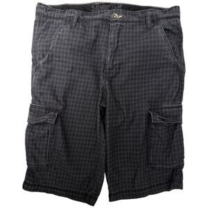 Silver Tab Cargo Shorts Mens 36 Black Houndstooth Utility Streetwear